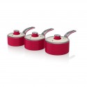 Retro 3 Piece Saucepan Set RED 