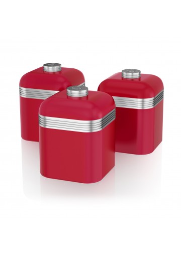 Retro Set of 3 Canisters RED 
